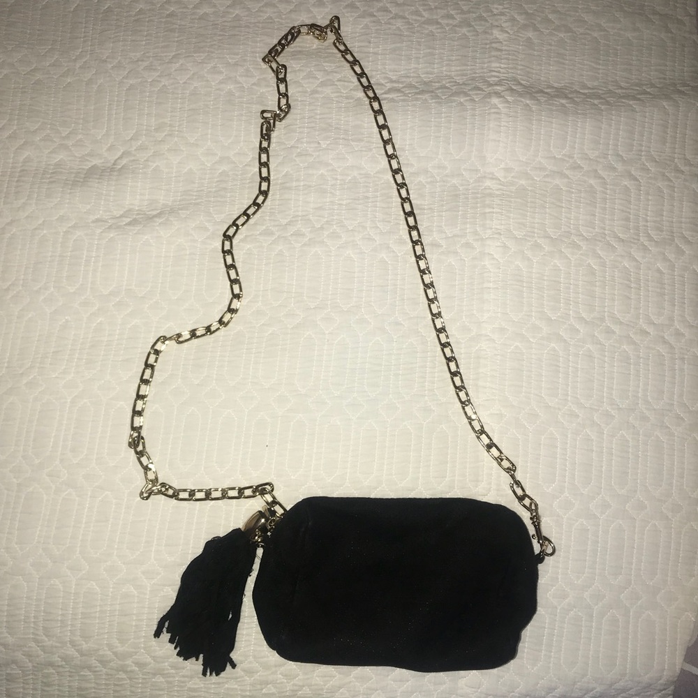 Black Deux Lux cross body+clutch purse.